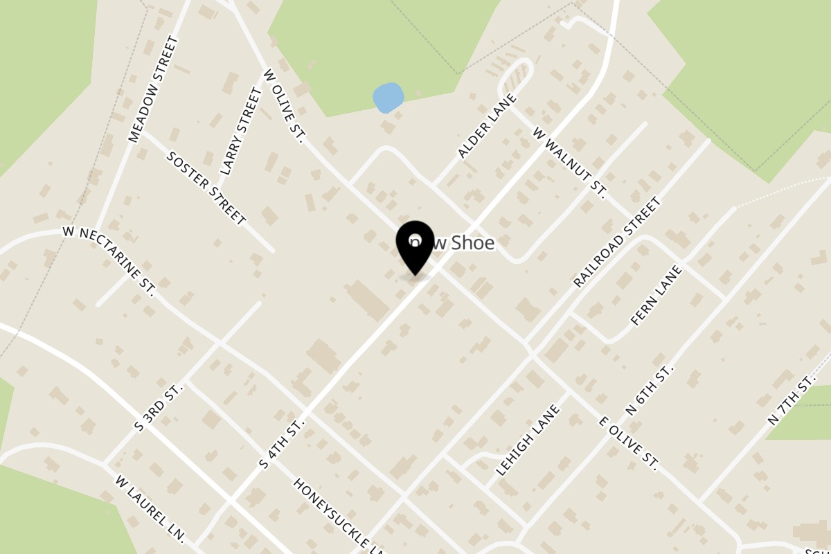 Map showing the location of Original Brothers Pizza Snow Shoe on 201 W Olive St in Snow Shoe